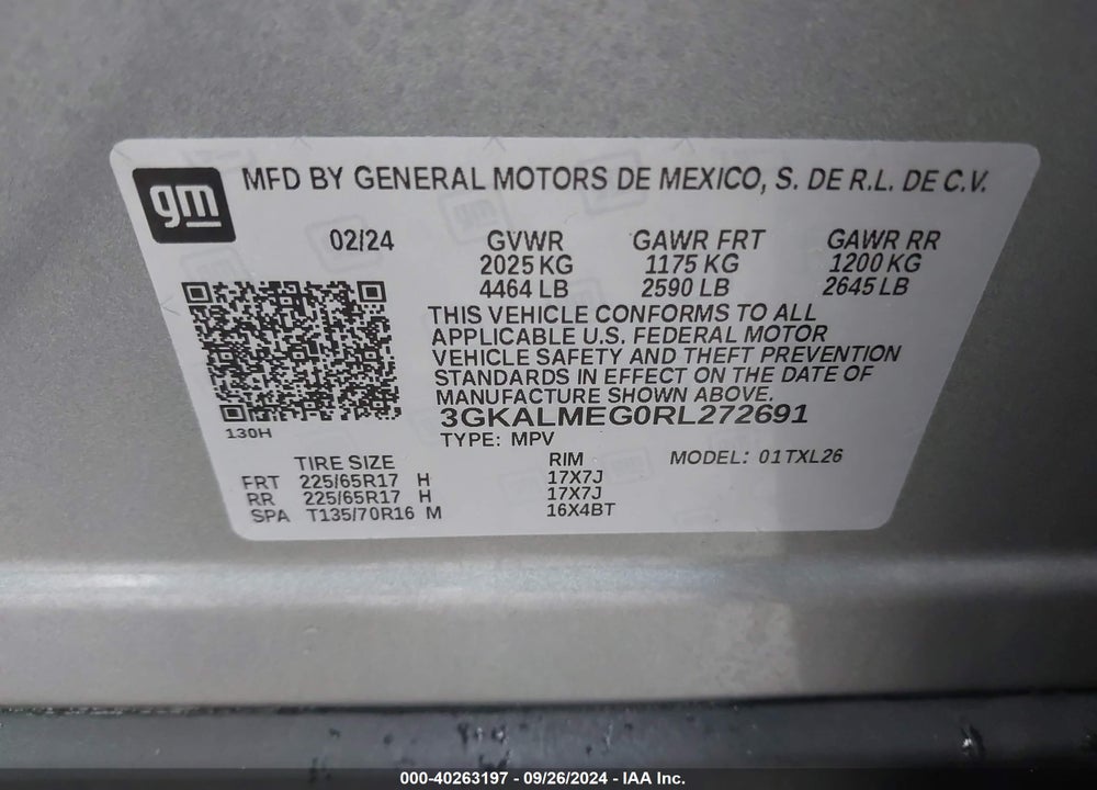 2024 GMC TERRAIN VIN: 3GKALMEG0RL272691