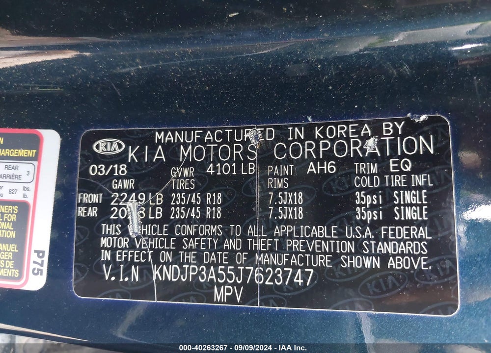 2018 KIA SOUL VIN: KNDJP3A55J7623747