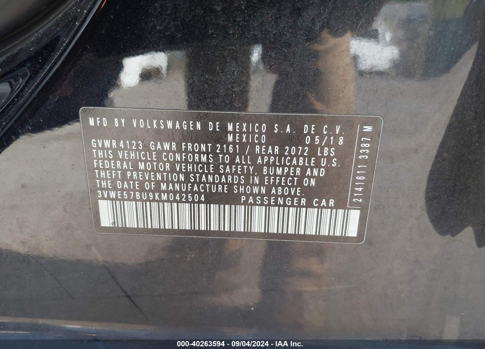 2019 VOLKSWAGEN JETTA 1.4T SEL VIN: 3VWE57BU9KM042504