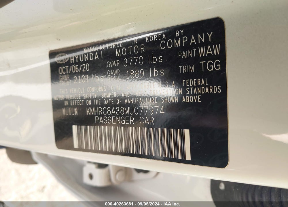 2021 HYUNDAI VENUE SEL VIN: KMHRC8A38MU077974