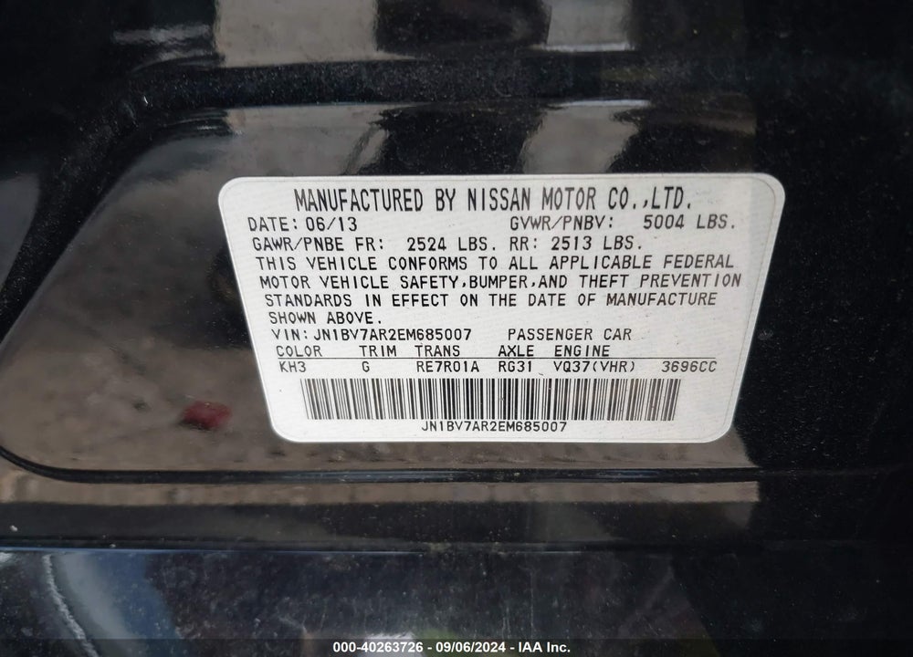 2014 INFINITI Q50 SPORT VIN: JN1BV7AR2EM685007