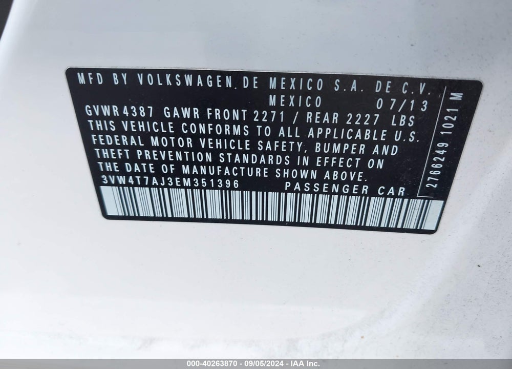 2014 VOLKSWAGEN JETTA GLI AUTOBAHN W/NAV VIN: 3VW4T7AJ3EM351396
