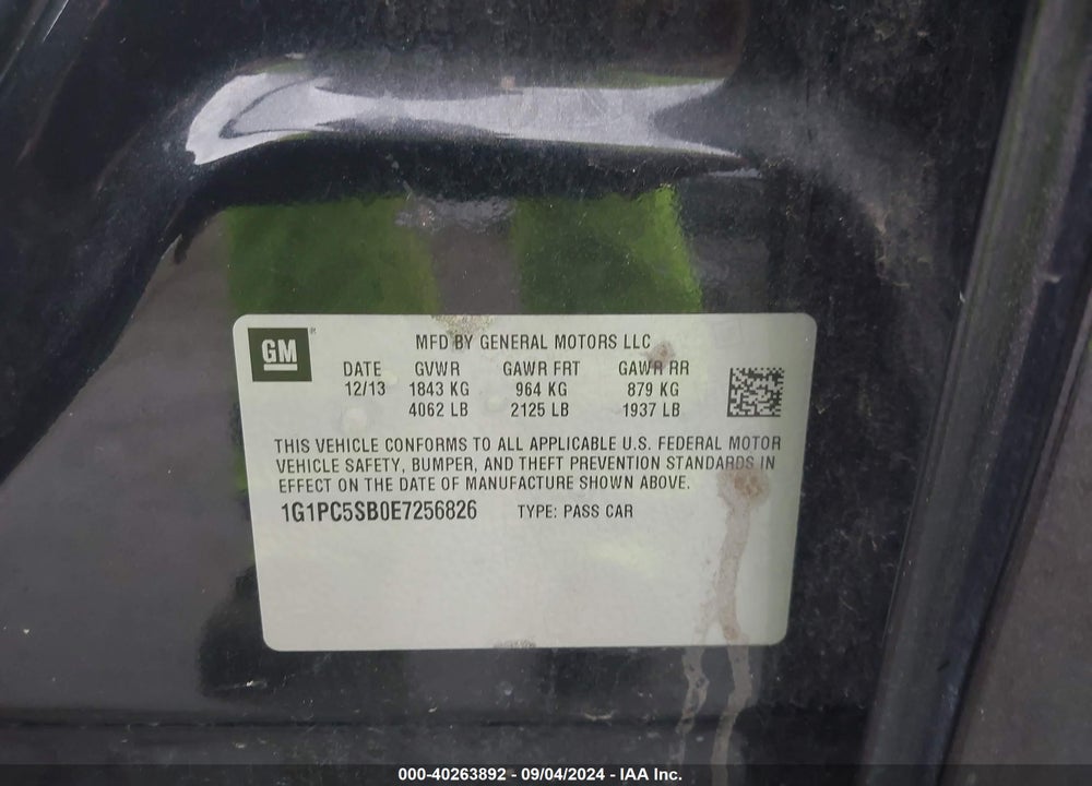 2014 CHEVROLET CRUZE 1LT AUTO VIN: 1G1PC5SB0E7256826