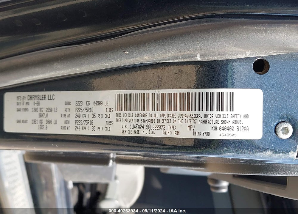 2008 JEEP WRANGLER X VIN: 1J4FA24198L622073