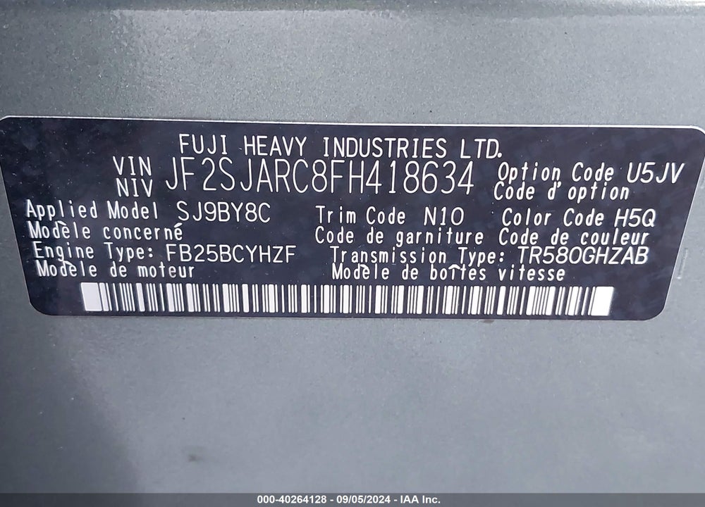 2015 SUBARU FORESTER 2.5I LIMITED VIN: JF2SJARC8FH418634