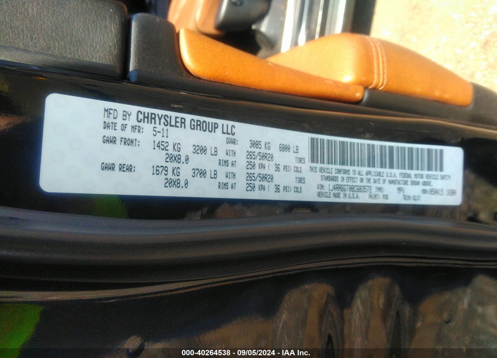 2011 JEEP GRAND CHEROKEE OVERLAND VIN: 1J4RR6GT0BC683572