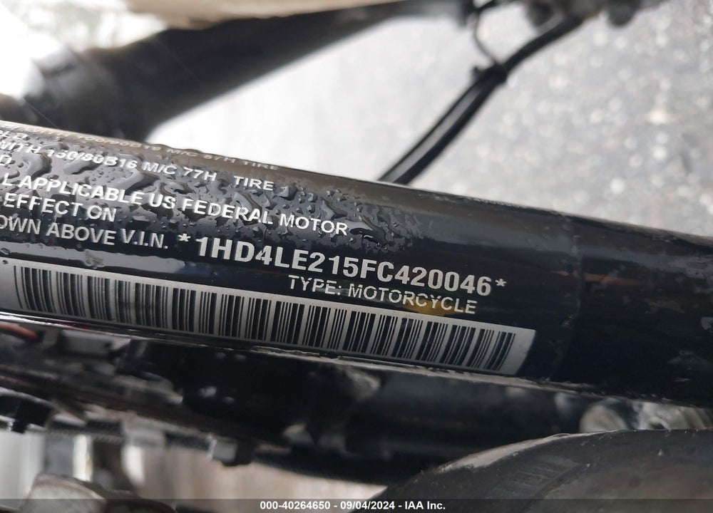 2015 HARLEY-DAVIDSON XL883 IRON 883 VIN: 1HD4LE215FC420046
