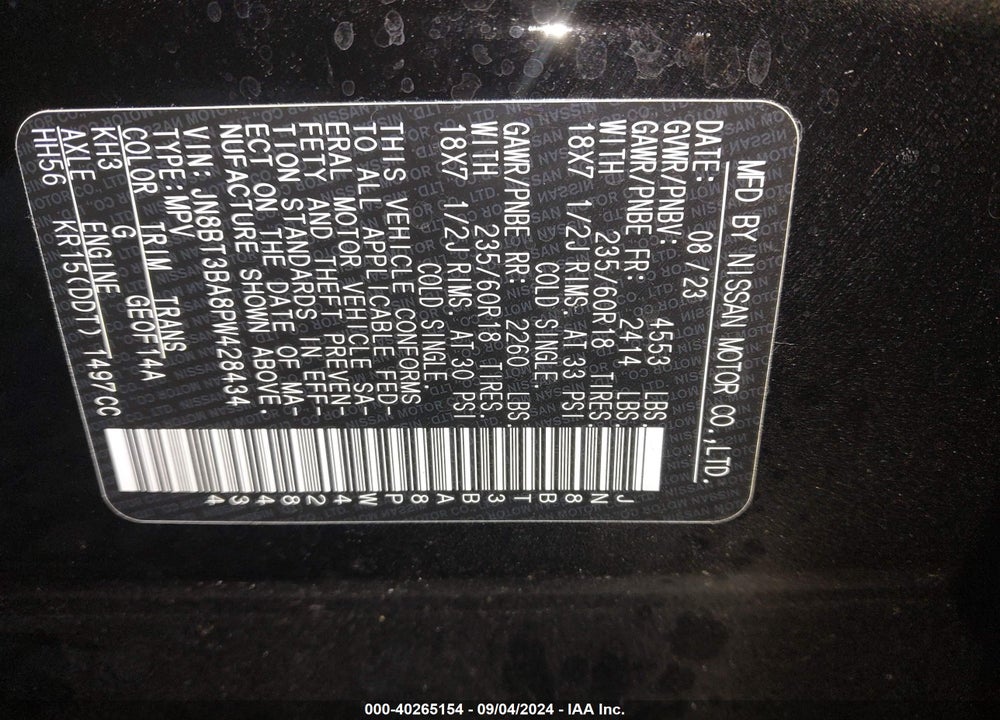 2023 NISSAN ROGUE SV FWD VIN: JN8BT3BA8PW428434