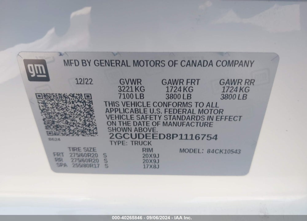 2023 CHEVROLET SILVERADO 1500 4WD SHORT BED RST VIN: 2GCUDEED8P1116754