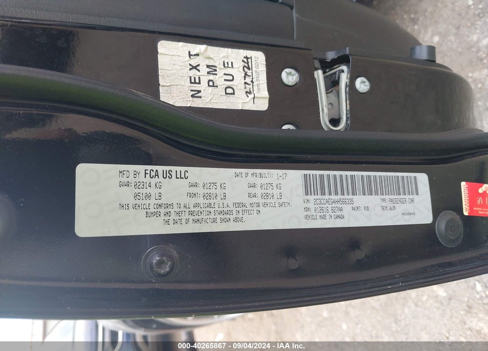 2017 CHRYSLER 300C VIN: 2C3CCAEG4HH566335