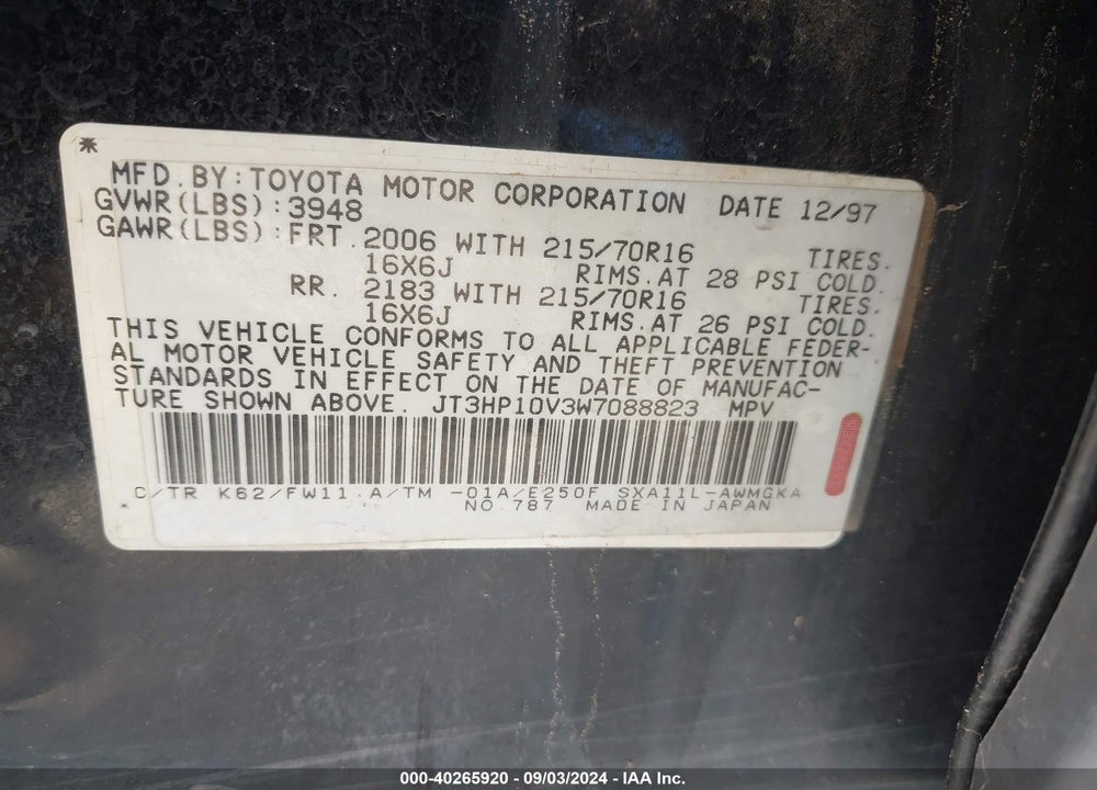 1998 TOYOTA RAV4 VIN: JT3HP10V3W7088823