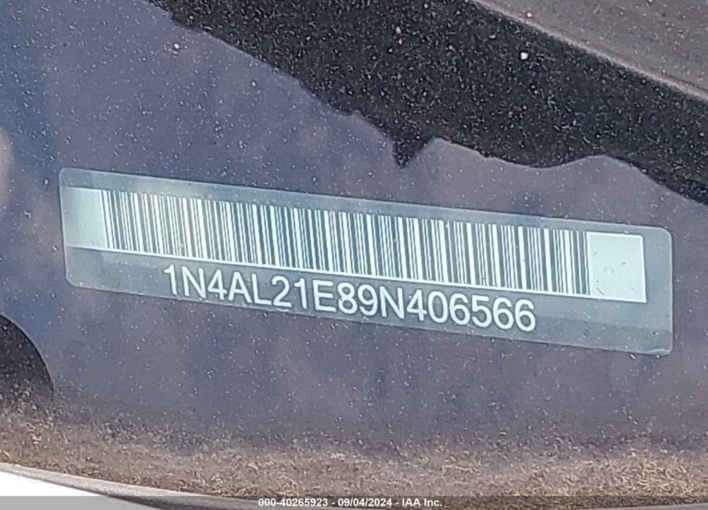 2009 NISSAN ALTIMA 2.5 S VIN: 1N4AL21E89N406566