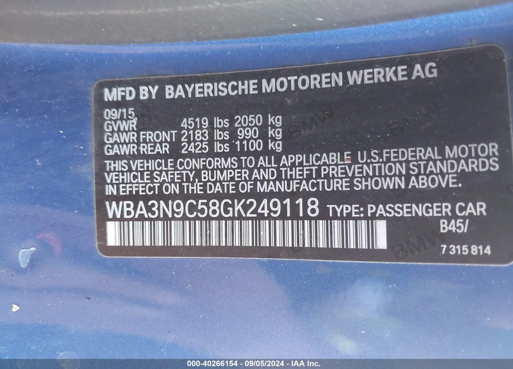 2016 BMW 428I XDRIVE VIN: WBA3N9C58GK249118