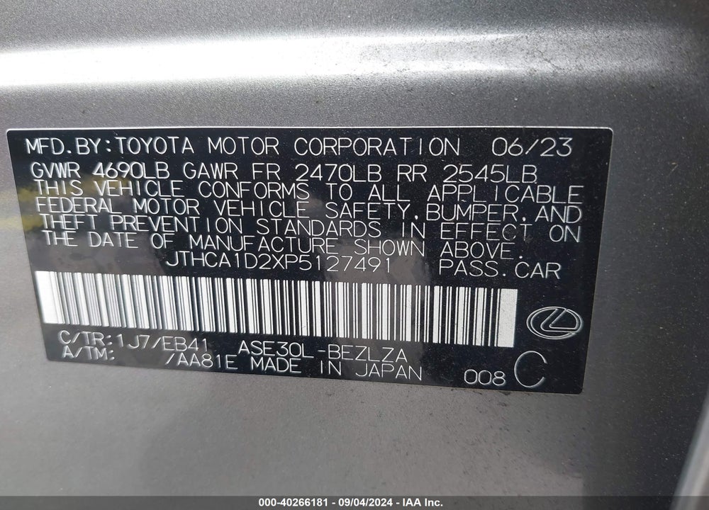 2023 LEXUS IS 300 VIN: JTHCA1D2XP5127491