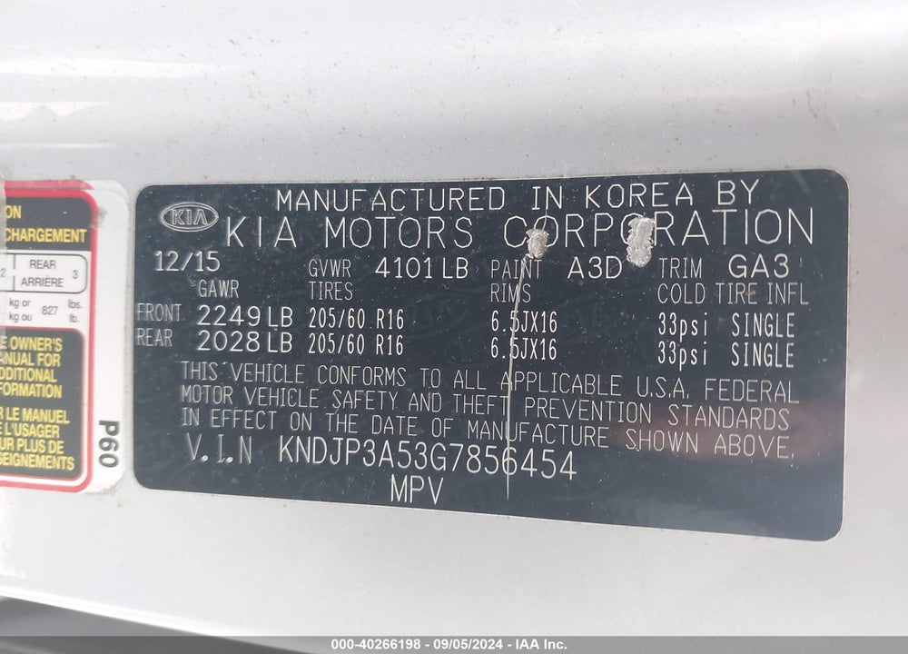 2016 KIA SOUL VIN: KNDJP3A53G7856454