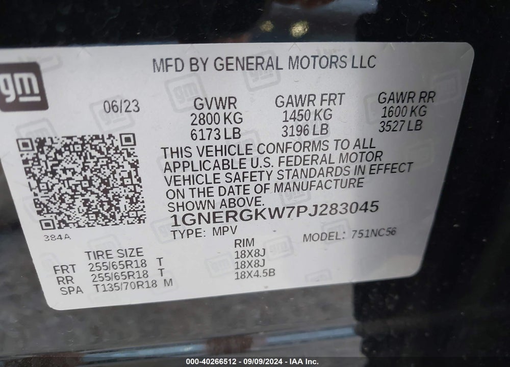2023 CHEVROLET TRAVERSE FWD LT CLOTH VIN: 1GNERGKW7PJ283045