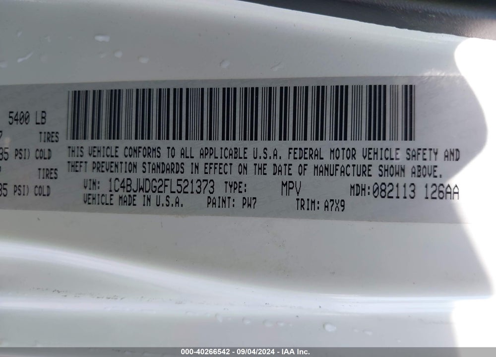 2015 JEEP WRANGLER UNLIMITED SPORT VIN: 1C4BJWDG2FL521373