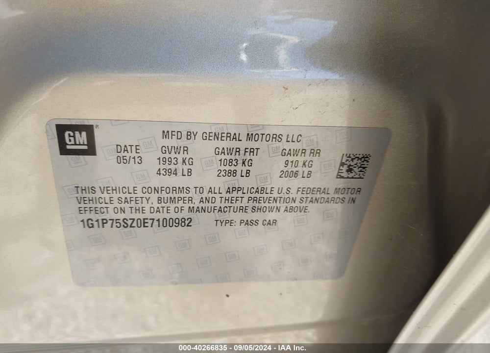 2014 CHEVROLET CRUZE DIESEL VIN: 1G1P75SZ0E7100982