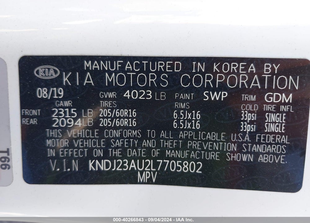 2020 KIA SOUL LX VIN: KNDJ23AU2L7705802