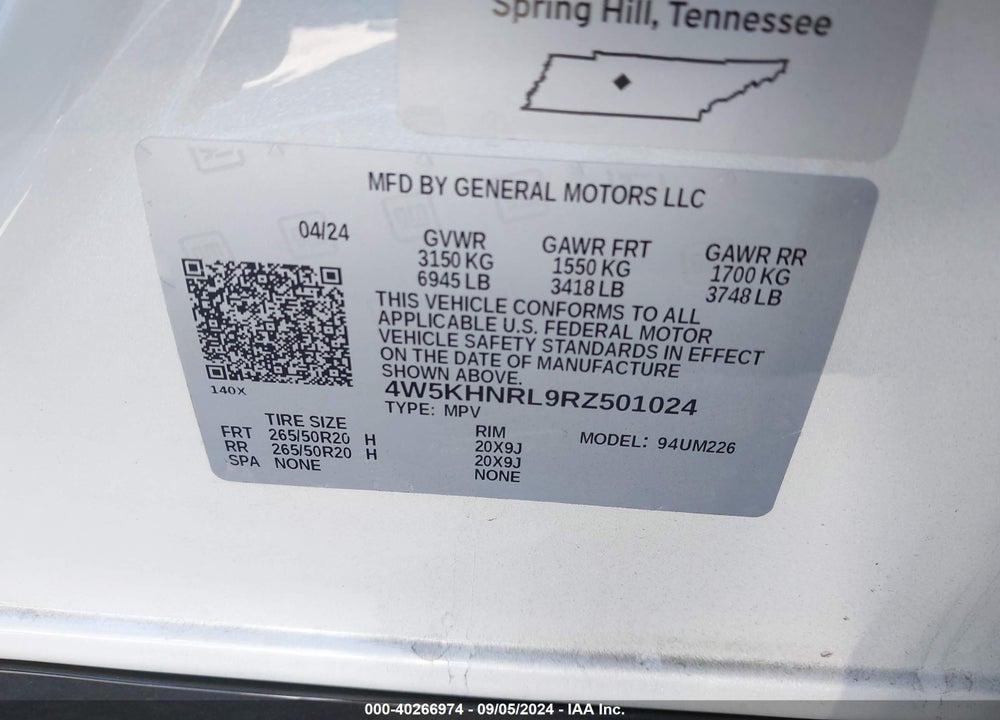 2024 ACURA ZDX A-SPEC VIN: 4W5KHNRL9RZ501024