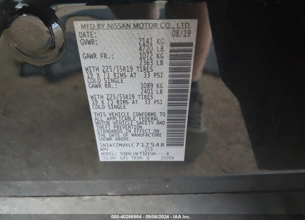2020 NISSAN ROGUE SL INTELLIGENT AWD VIN: 5N1AT2MVXLC717548