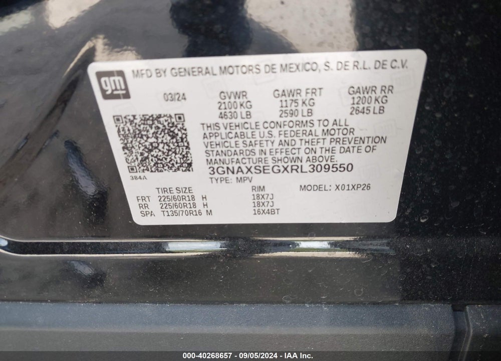 2024 CHEVROLET EQUINOX AWD LS VIN: 3GNAXSEGXRL309550