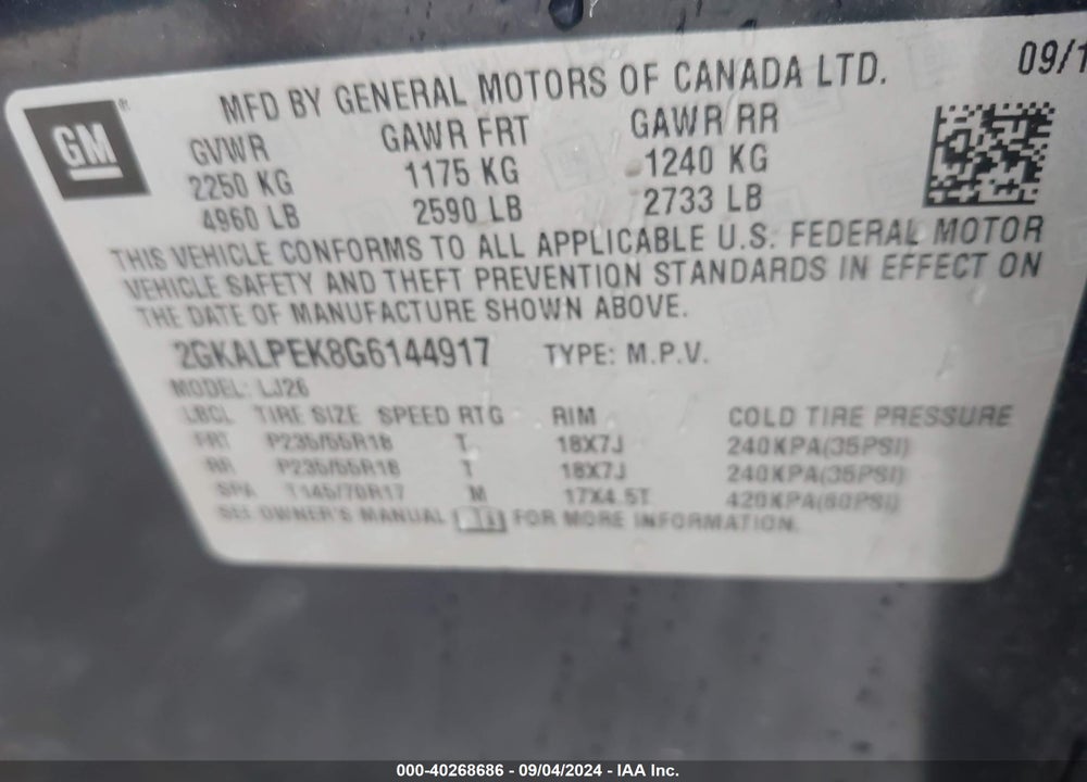 2016 GMC TERRAIN SLT VIN: 2GKALPEK8G6144917