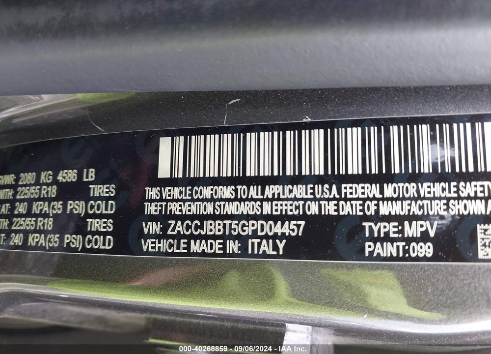 2016 JEEP RENEGADE JUSTICE VIN: ZACCJBBT5GPD04457