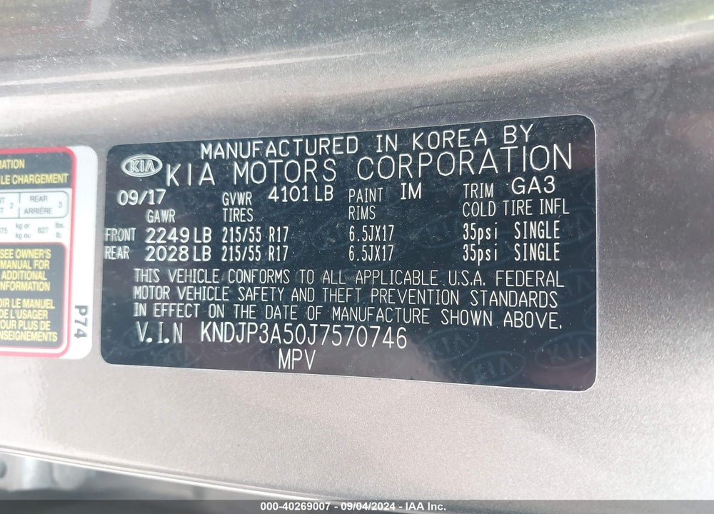 2018 KIA SOUL VIN: KNDJP3A50J7570746