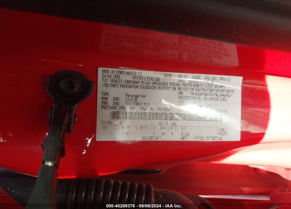 2016 FORD FOCUS SE VIN: 1FADP3F27GL298827