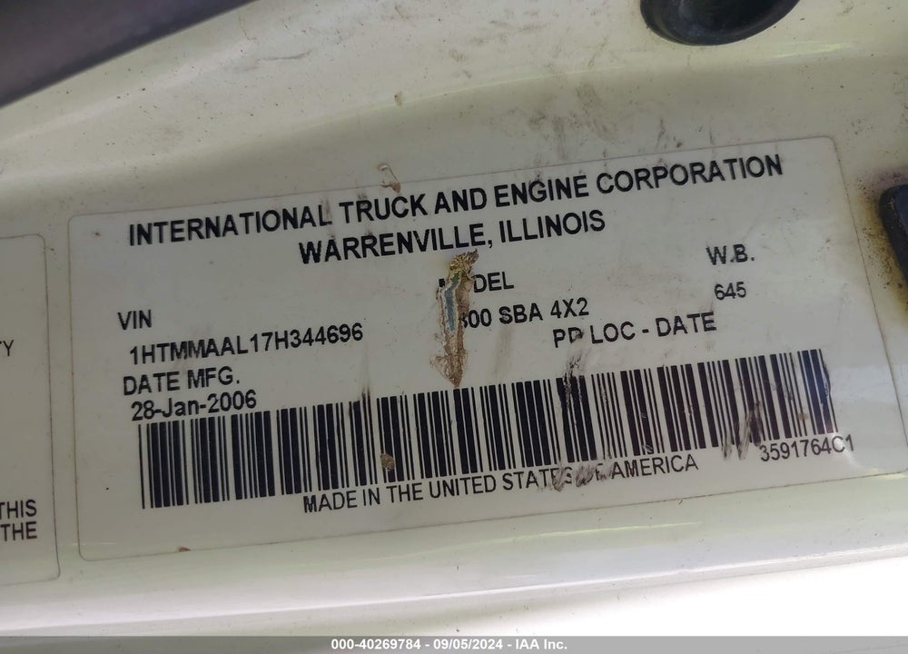 2007 INTERNATIONAL 4000 4300 VIN: 1HTMMAAL17H344696