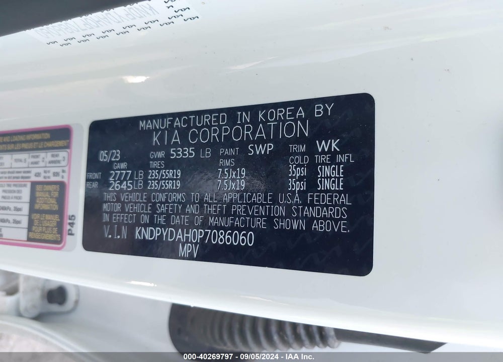2023 KIA SPORTAGE PLUG-IN HYBRID X-LINE VIN: KNDPYDAH0P7086060