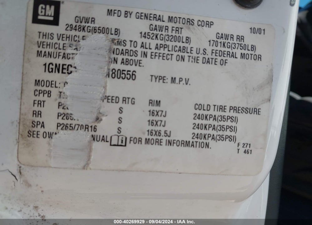 2002 CHEVROLET TAHOE LS VIN: 1GNEC13V12R180556