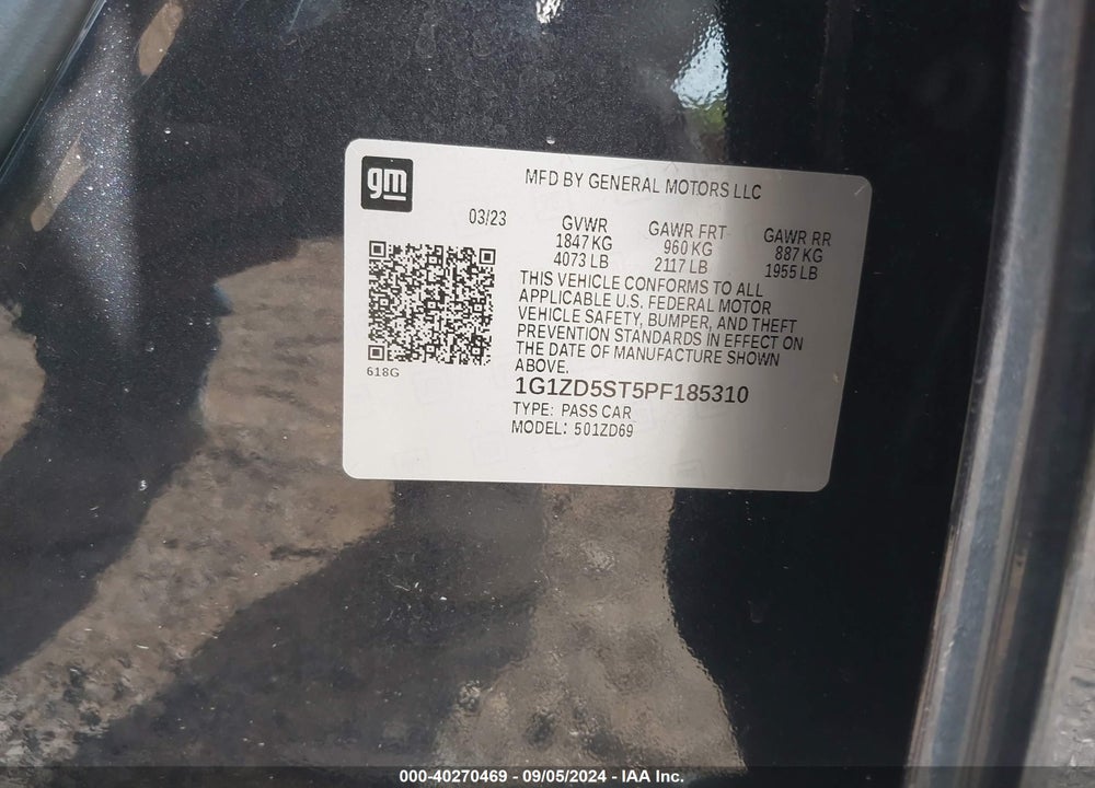 2023 CHEVROLET MALIBU FWD 1LT VIN: 1G1ZD5ST5PF185310