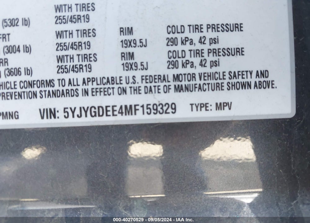 2021 TESLA MODEL Y LONG RANGE DUAL MOTOR ALL-WHEEL DRIVE VIN: 5YJYGDEE4MF159329