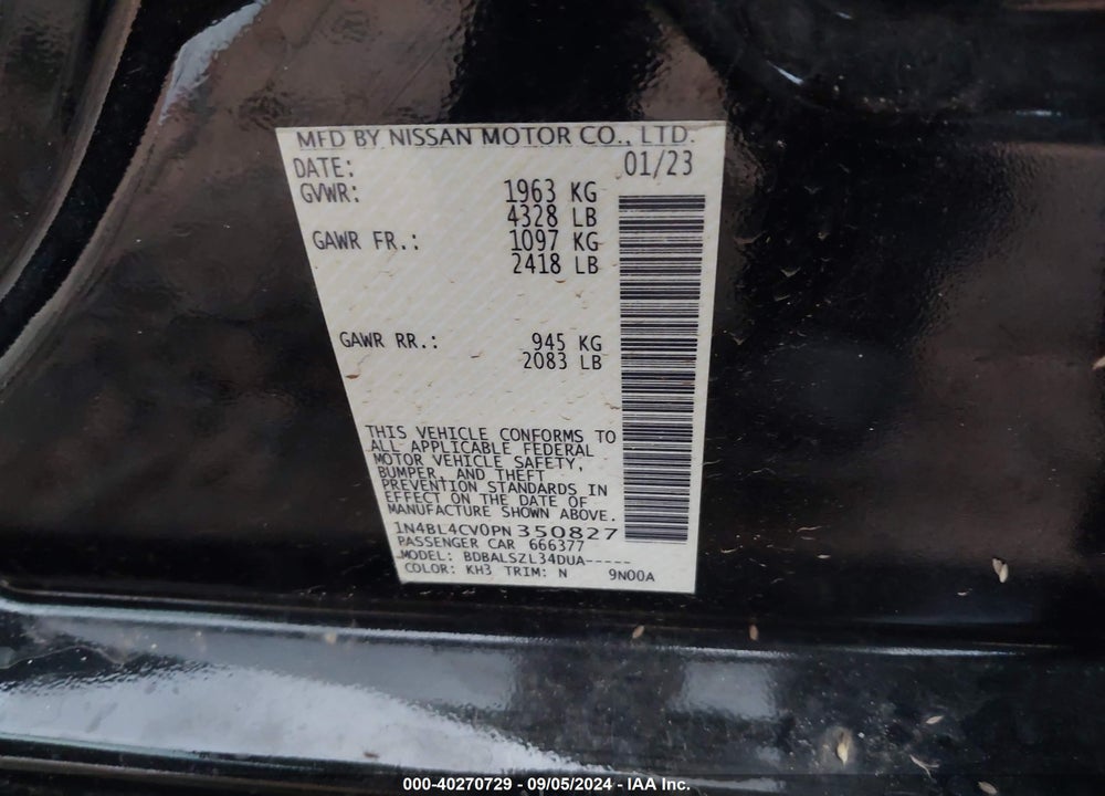 2023 NISSAN ALTIMA VIN: 1N4BL4CV0PN350827