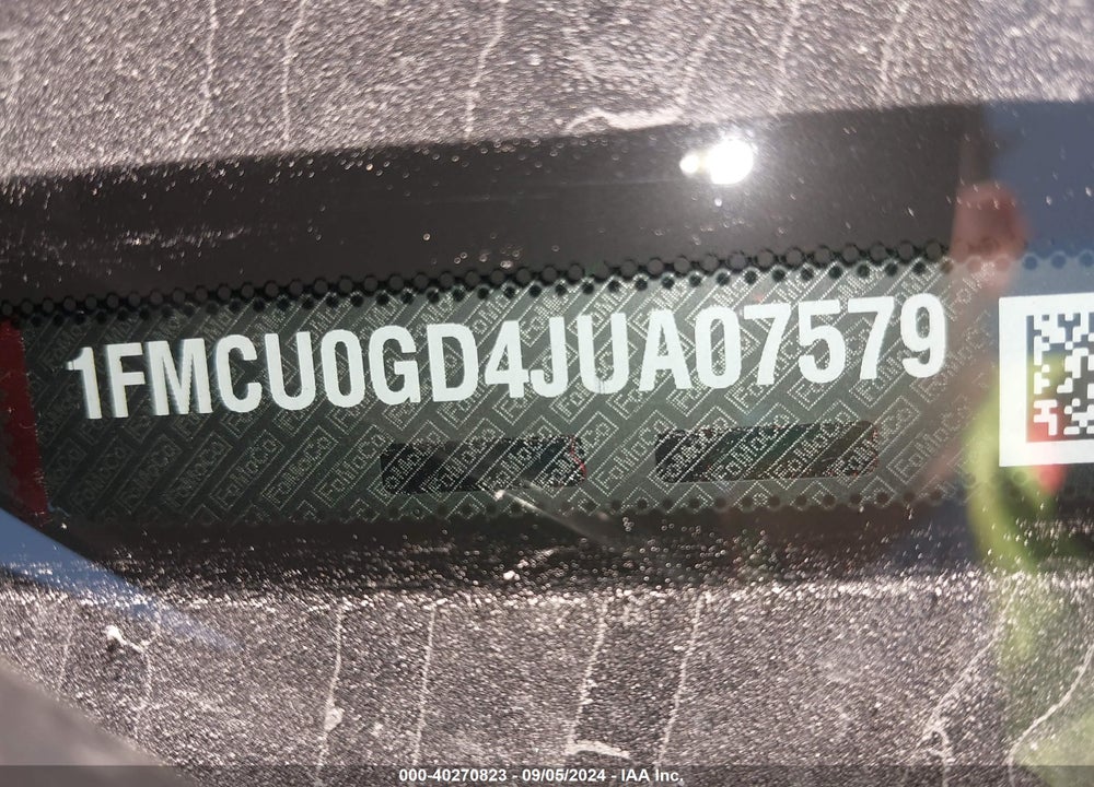 2018 FORD ESCAPE VIN: 1FMCU0GD4JUA07579
