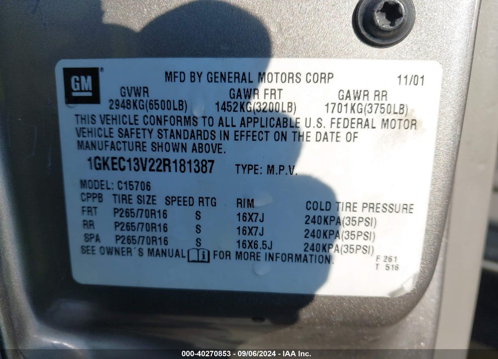 2002 GMC YUKON SLE VIN: 1GKEC13V22R181387