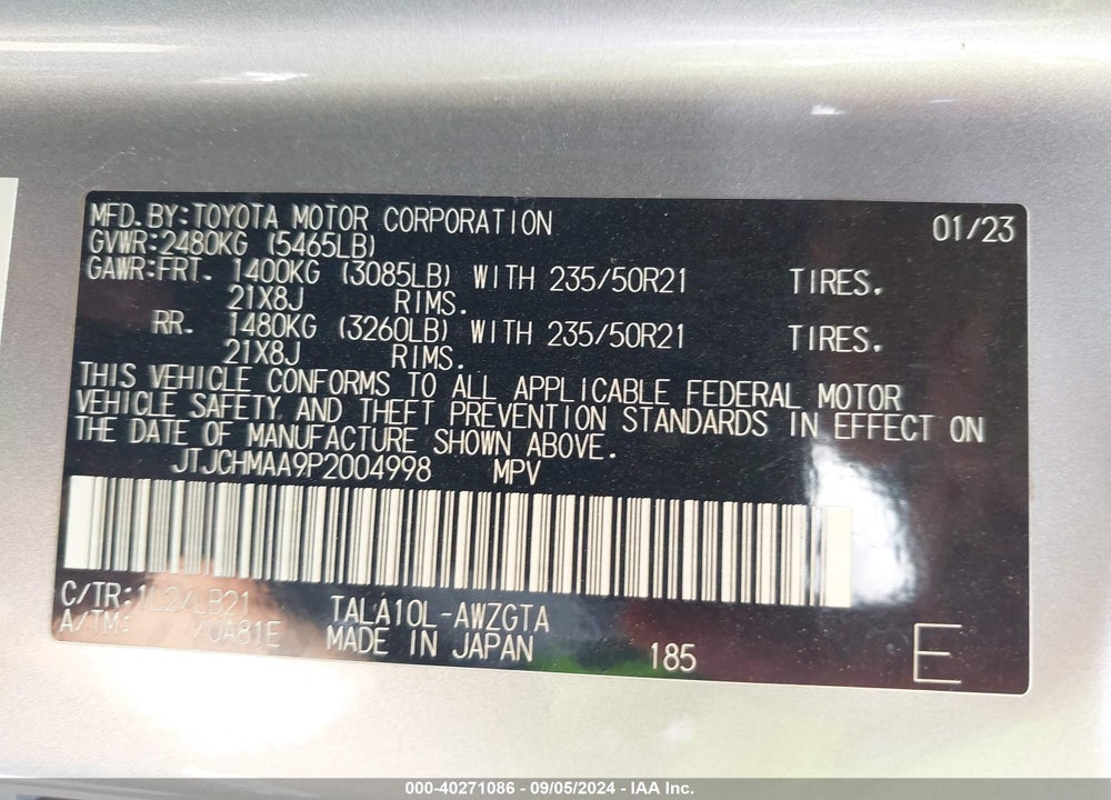 2023 LEXUS RX 350 PREMIUM PLUS VIN: JTJCHMAA9P2004998
