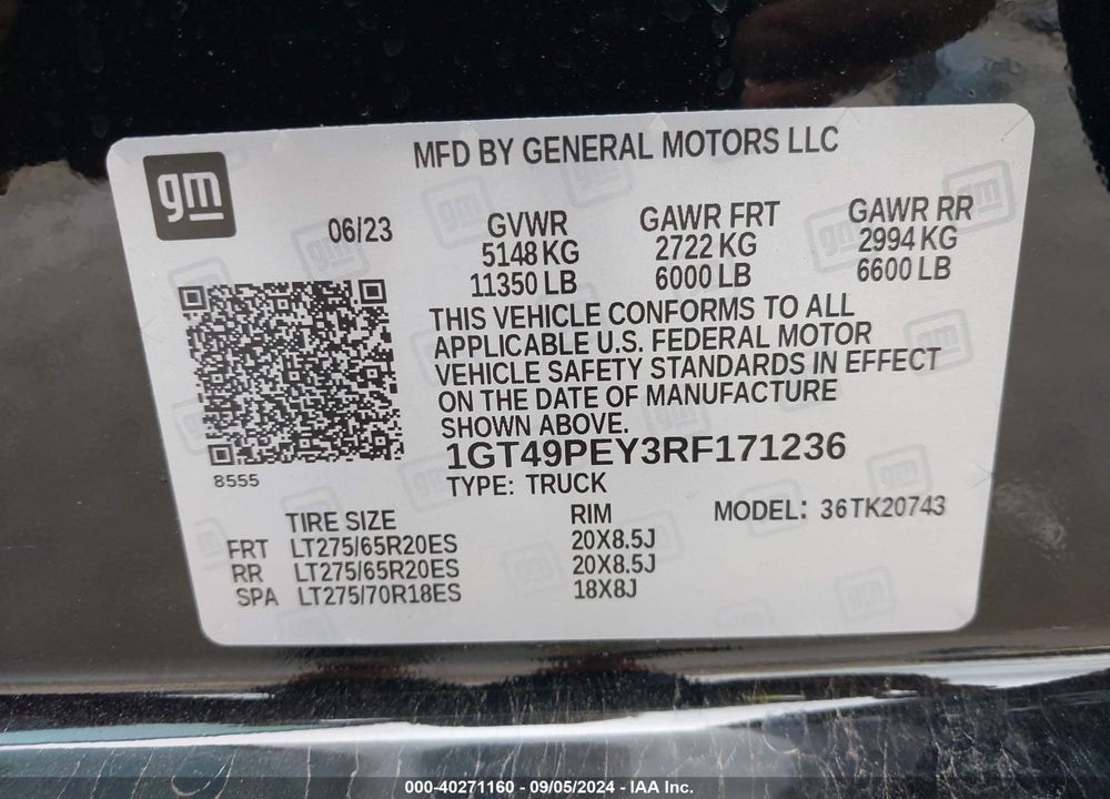 2024 GMC SIERRA 2500HD 4WD STANDARD BED AT4 VIN: 1GT49PEY3RF171236