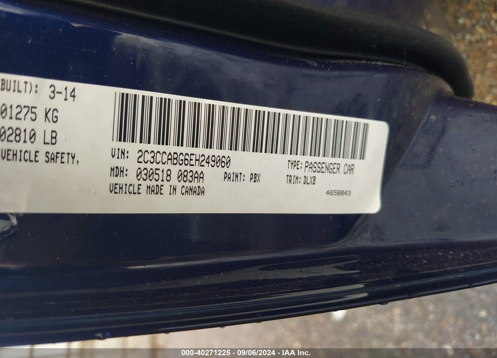 2014 CHRYSLER 300 VIN: 2C3CCABG6EH249060