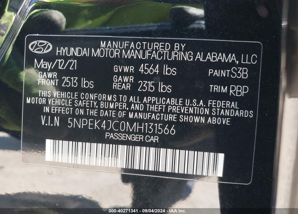 2021 HYUNDAI SONATA N LINE VIN: 5NPEK4JC0MH131566