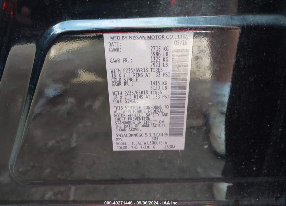 2016 INFINITI QX60 VIN: 5N1AL0MN0GC511049