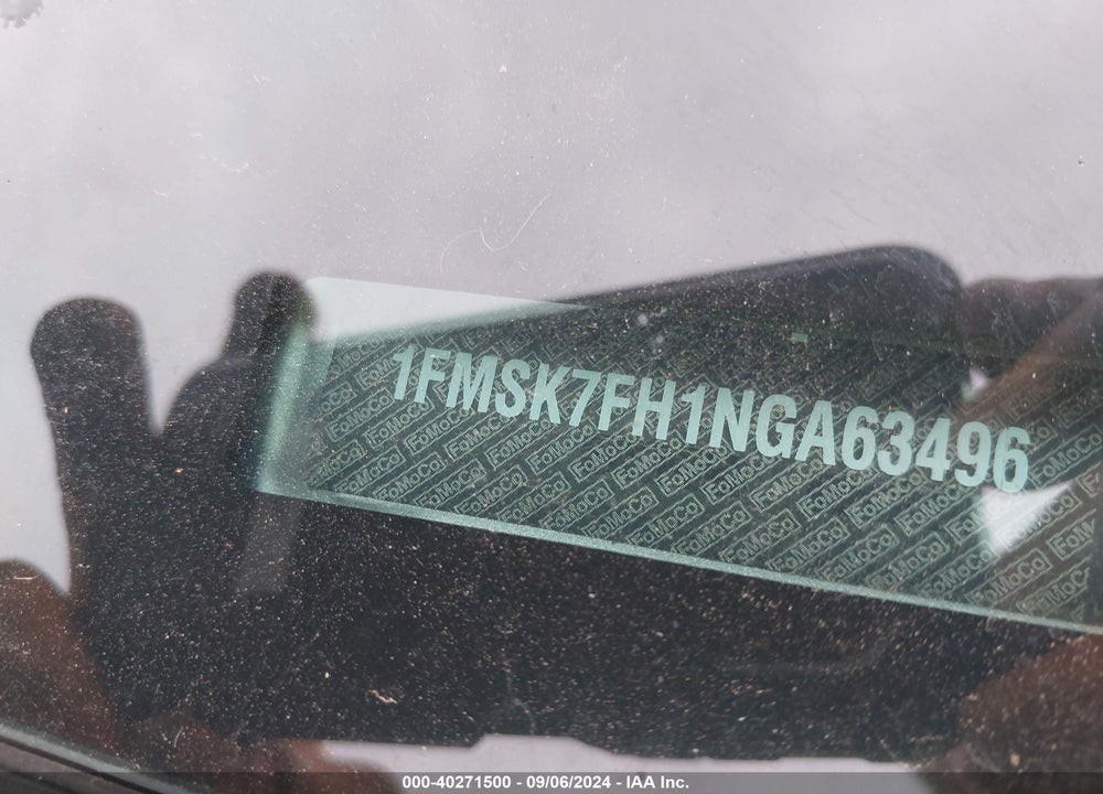 2022 FORD EXPLORER VIN: 1FMSK7FH1NGA63496