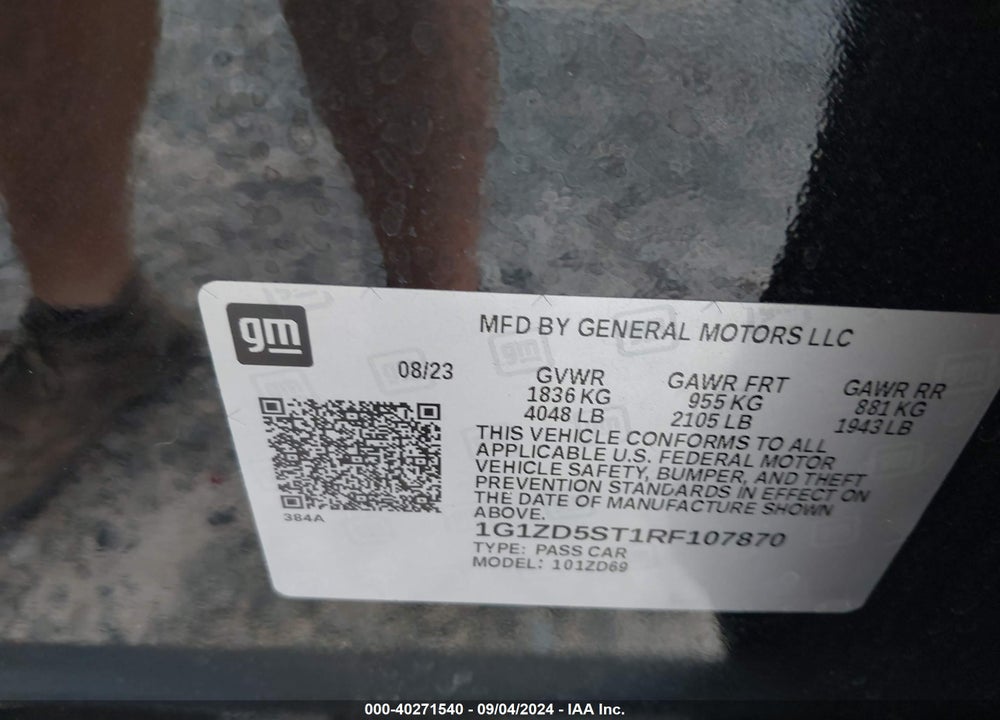 2024 CHEVROLET MALIBU FWD 1LT VIN: 1G1ZD5ST1RF107870