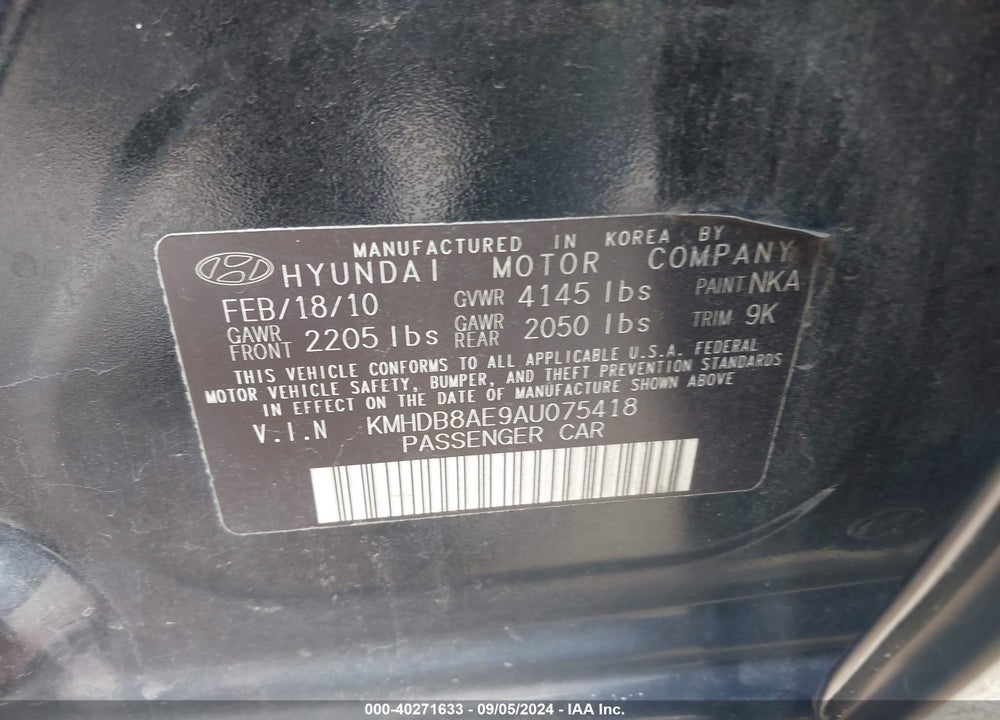 2010 HYUNDAI ELANTRA TOURING GLS VIN: KMHDB8AE9AU075418