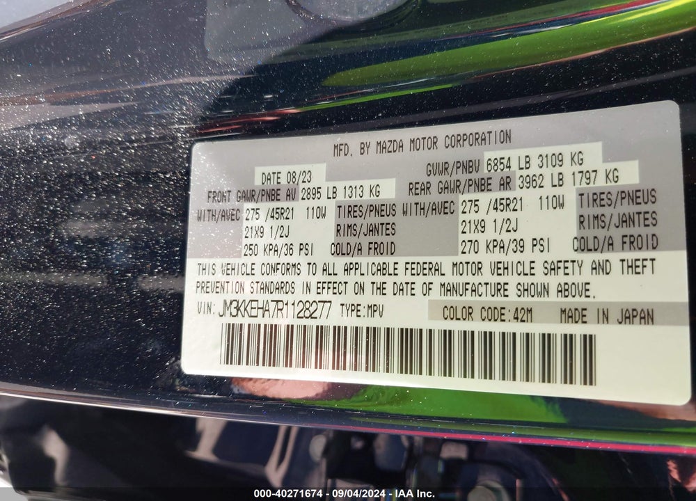 2024 MAZDA CX-90 PHEV PREMIUM PLUS VIN: JM3KKEHA7R1128277