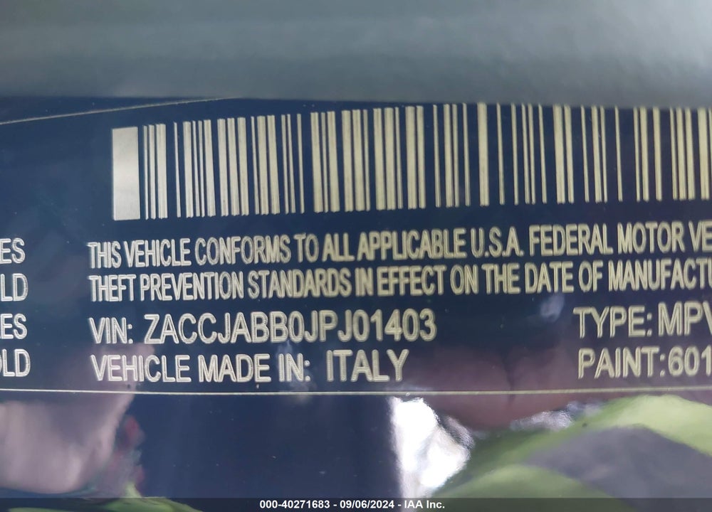 2018 JEEP RENEGADE LATITUDE FWD VIN: ZACCJABB0JPJ01403