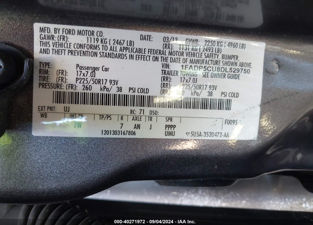 2013 FORD C-MAX ENERGI SEL VIN: 1FADP5CU8DL529750