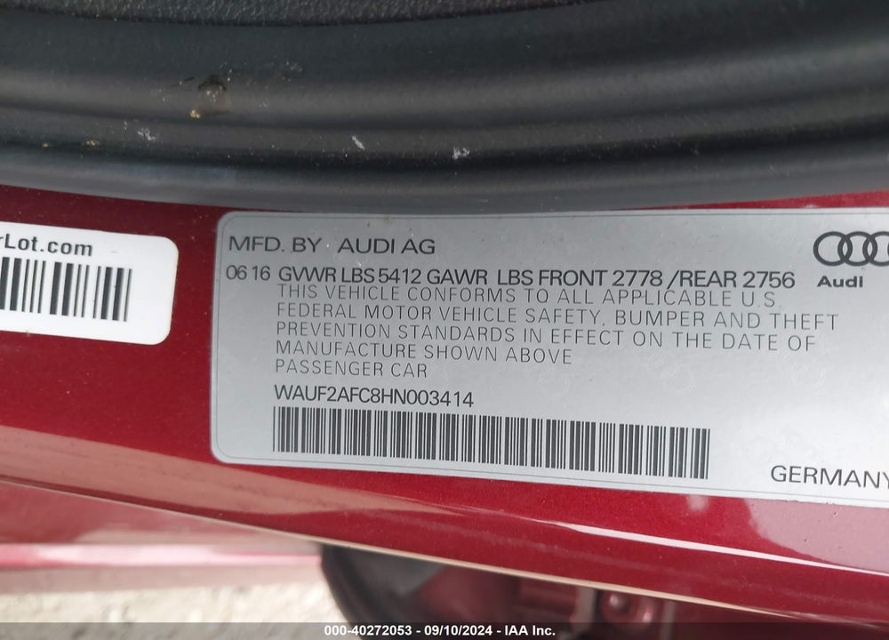 2017 AUDI A6 3.0T PREMIUM PLUS VIN: WAUF2AFC8HN003414